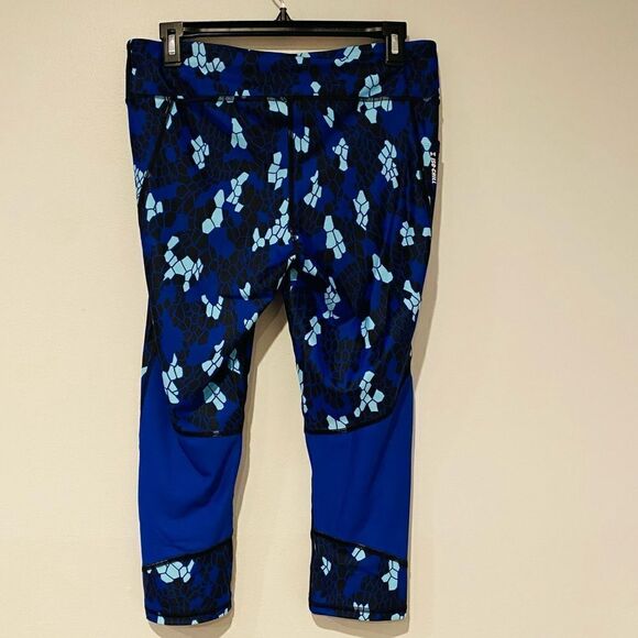 Under Armour Blue/Black Crop Compression Legging Tights Size Large - Picture 3 of 6